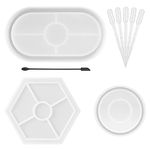 3 Pieces DIY Tray Resin Mold Kit, MaehSab Silicone Oval Craft Dish Plate Mould, Jewelry Epoxy Resin Casting Coaster Mold, Terrazzo Jesmonite Tray Maker Design Handmade Tray for Home Decor