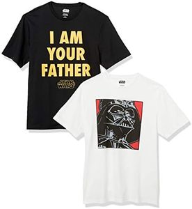 Amazon Essentials Disney | Marvel | Star Wars Camisetas de cuello redondo (disponibles en tallas grandes y largos especiales) Hombre, Pack de 2, Star Wars Darth Vader, 3XL Grande Alto