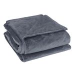 uxcell Flannel Fleece Blanket Soft Lightweight Plush Microfiber Bed or Couch Blanket, Dark Gray Full