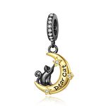 BEEUVIP Princess Dress Dangle Charm 925 Sterling Silver Bead for Charm Bracelets and Necklaces with 5A Cubic Zirconia, Birthday Mothers Day Jewelry Gifts Women Girls, Silver, Cubic Zirconia