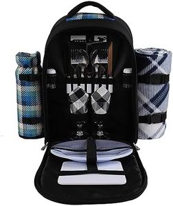 apollo walker Picnic Backpack Bag for 2 Person with Cooler Compartment, Detachable Bottle/Wine Holder, Fleece Blanket, Plates and Cutlery Set