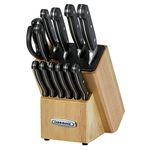 Farberware Self-Sharpening 13-Piece Knife Block Set with EdgeKeeper Technology, High Carbon Stainless Steel Kitchen Knife Set with Ergonomic Handles, Razor-Sharp Knife Set, Natural