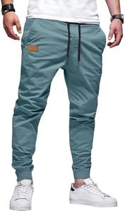 JMIERR Mens Casual Joggers Pants - Cotton Drawstring Chino Cargo Pants Twill Track Jogging Sweatpants Travel with Pockets, 5XL, Teal
