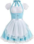 Colorful House Women French Maid Costume Plus Size Anime Maid Outfit Cosplay Lolita Fancy Maid Dress Halloween Costumes for Adults(Blue,3XL/4XL)