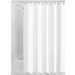 iDesign Fabric Shower Curtain, Mildew-Resistant Bath Curtain for Master Bathroom, Kid's Bathroom, Guest Bathroom, 54 x 78 Inches, White