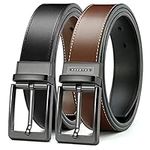 CHAOREN Reversible Mens Belt - 1 3/8" Black Men Leather Belt in Versatile Style