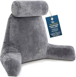 Husband Pillow XXL - Reading Pillow Bed Chair with Arms & Back Support - Dark Grey - Back Pillow for Sitting Up - Bed Rest Arm Pillow - Comfy Reading Pillow for Adults