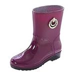 SHUAISHUAI Sociology Weather Boots Boots Outdoor Rain Boots Womens Rain Boots with Heel (Purple, 5.5)