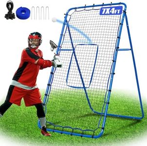 Lacrosse Rebound Net, 7x4ft Lacrosse Rebounder for Backyard, Adjustable Angles Bounce Back Net with Target Strike Zone, Easy Quick Setup, Volleyball Baseball Softball and Soccer Training