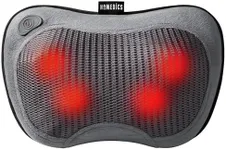 Homedics Cordless Shiatsu All-Body Massage Pillow with Soothing Heat, Reverse Function, Rechargeable Battery, and Integrated Controls –Lightweight