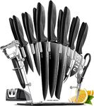 Home Hero Knife Block Set - Kitchen Knife Set with Knife Sharpener - Knife Holder - Knife Set with Block (17 pcs - Black)