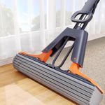 VishBin New Self-Wringin Biggest Super Sponge Mop of 38cm Floor Cleaning Squeeze Butterfly Mop with PVA Sponge Head with Stainless Steel Handle