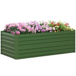 Outsunny Raised Beds for Garden, Galvanised Steel Outdoor Planters with Multi-reinforced Rods for Vegetables, Plants, Flowers and Herbs, 180 x 90 x 59 cm, Green