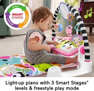 Fisher-Price Baby Activity Mat – Kick & Play Piano Gym, Pink, Musical Toy