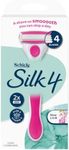 Schick® Silk 4 Kit +2 | Razor Handle with 2 Refills | 4 Blade Razor | A Shave so Smooth you can Skip a Day | Aloe | Vitamin E