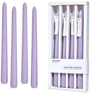 Taper Candles 10'' Purple Non Toxic Candle Sticks Set of 4 | Lavender Scented Natural Soy Wax Candlesticks for Home Decorations, Tapered Candles for Mantles,Wedding, House Warming Gifts