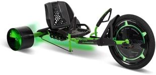 Huffy Green Machine 20 Inch Drift Trike, Sleek Ergonomic Design, Adjustable Seat, Durable Steel Frame, Easy to Operate, Drift Trike for Kids Ages 8+, LED Light Accents, Coaster Brake, Green and Black