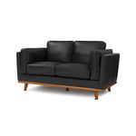 Valencia Artisan Full Leather Loveseat Sofa 66”| Pure Full Italian Nappa Leather Couch, Solid Wood Accent, Ultimate Comfort, Black