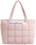 BAGSMART Expandable Tote Bag for Women, Puffer Tote Bag with Zipper, Water-resistant Quilted Nurse Bag Carry On Bag, Pink