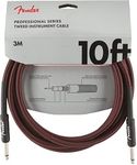 Fender Professional Series Instrument Cable, 10 Foot, Superior Tone Retention, Durable 8mm Jacket, Red Tweed, Nickel-Plated Connectors, Flexible and Noise-Free