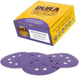 Dura-Gold Premium 180 Grit 5" Purple Film Ceramic Sanding Discs, 8-Hole Pattern, Box of 50 - Dustless Hook & Loop Backing Sandpaper for DA & Random Orbital Sanders - Sand Auto Paint, Wood, Woodworking