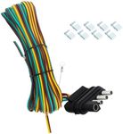 25Ft Trailer Wiring Harness Kit with 8PCS Trailer Wire Clips,Extended Version Trailer Light Wiring Kit for Car ATV Trailer Boat,Universal Car Accessories 4 Wire Trailer Wire