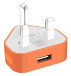 Themax® 1000mAh USB UK 3 Pin Plug Charger Adapter Compatible iPhone iPad Samsung HTC LG Sony Huawei Motorolla BlackBerry Lenova Microsoft Xiaomi Google Acer Asus OnePlus Tablets Kindle (Orange)