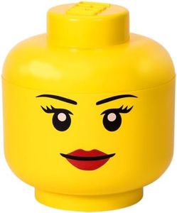 LEGO - Testa portaoggetti impilabile, da bambina, misura grande, in plastica, diametro 24 cm x altezza 27,1 cm, giallo, 40321725