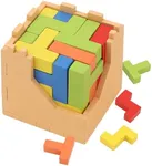 Sharp Brain Zone 3D Wooden Puzzle Cube (9Z 16T Style) | Colorful, Eco-Friendly Wooden Puzzle for Mental Stimulation, Focus, and Problem-Solving Fun | Challenging Brain Teaser for Adults and Kids