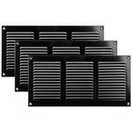 Vent Systems 12'' x 6'' Inch (Overall Dimensions) Pack of 3 - Black - Air Vent Duct Cover Metal Return Grill with Built in Pest Guard Screen HVAC Vent Duct Cover for Home Improvement