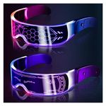 LED Light Up Glasses, 2pcs LED Visor Glasses Neon Luminous Glasses Cool LED Glasses Luminous Glasses for Men Women (Style 1)