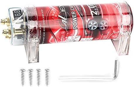 Ymiko Car Audio Capacitor, 2 Farad Car Audio Power Capacitor, Amplifier, Voltage Regulator, Red LED, 10-16V DC, Modified Auto Parts