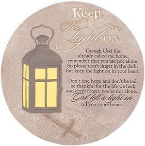 Keep the Light On Lantern 10 x 10 Inch Resin Stone Indoor Outdoor Garden Stepping Stone