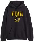 THE DUFFERS | Nirvana Hoodie for Men's & Women's Cotton Hooded Hoodies Sweatshirt Unisex Black