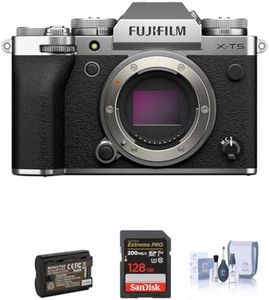 Fujifilm X-T5 Mirrorless Camera, Silver Bundle with 128GB SD Card, Extra Battery, Cleaning Kit