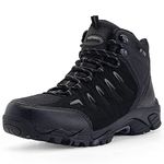 SHULOOK Walking Boots Mens Comfortable Hiking Boots High Rise Non-Slip for Trekking Outdoor (Black/Grey 10UK)