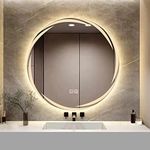 Quality Glass Bathroom LED Mirror with Touch Sensor, 3 Light Effects, Glass, Round LED-28 (24 x 24 Inch)