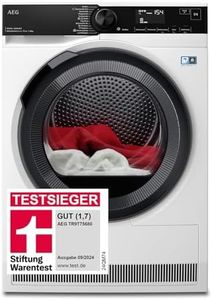 AEG Wärmepumpentrockner 8 kg, Serie 9000: AbsoluteCarePlus Daunentrocknung, Testsieger Stiftung Warentest, 3D-Scan Restfeuchteermittlung, Energiekl. C, Energiesparend, Trommelbeleuchtung, TR9T75680