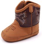 Baby Girls' Boots - Soft Sole Western Cowboy Booties - Pre-Walker Cowgirl Crib Shoes for Boys Infants(Brown,12-18months)