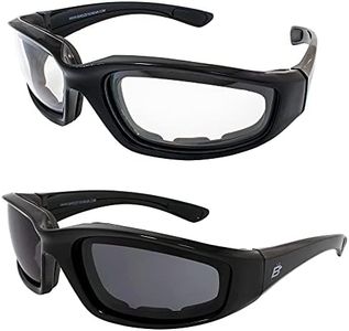 Birdz 2 Pairs Eyewear Oriole Motorcycle Sunglasses Padded Riding Glasses Black Frame Clear + Smoke Lenses