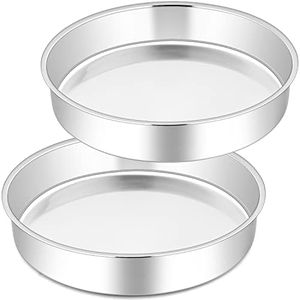 Joyfair Lot de 2 moules à gâteau ronds en acier inoxydable, sains et non toxiques, faciles à nettoyer et passent au lave-vaisselle – 25 cm