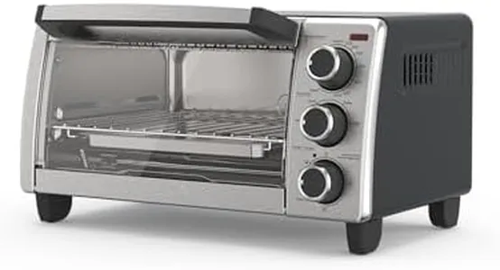 BLACK+DECKER 4-Slice Toaster Oven, Even Toast, 4 Cooking Functions Bake, Broil, Toast and Keep Warm, Removable Crumb Tray, Timer