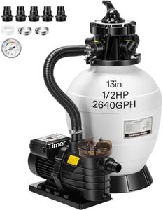 VIVOHOME Sand Filter Pump with 1/2 HP Motor, 2640 GPH w/Timer for in/Above Ground Pools up to 14,000 Gallons, 7-Way Valve with 55-Pound Sand Capacity
