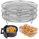 Air Fryer Racks Round, Three Layer Stackable Dehydrator Racks Stainless Steel Multi-Layer Air Fryer Basket Tray Air Fryer Accessories (7.8x7.8x3.9inch)(#C)