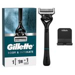 Gillette Body and Intimate Razor for Men, Razor for Pubic Hair, Gentle and Easy to Use, 1 Handle + 1 Razor Blade Refill