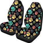 Dolyues Cute Cartoon Seat Covers for Women for Cars Front Seats Cover Full Set of 2 Black, Dustproof Bucket Seat Cover Universal Fit SUV, Sedan, Womens Colour Animal Paw Car Accessories