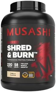 Musashi Shred & Burn Protein Powder, Vanilla, Muscle Builder Formula, High Protein Supplement, Mass & Strength Support, Post-Workout Nutrition, 2kg