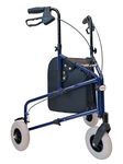 Tuffcare Freedom Lightweight Retractable 3 Wheel Walker with Balloon Tires, Rollator Walker for Seniors with Height Adjustable Handles with Loop Locking Brakes (Midnight Blue)