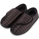 LongBay Men's Diabetic Wide Fit Memory Foam Slippers Comfy Warm Plush Fleece Arthritis Edema Swollen House Grey 10UK