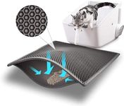 Small Cat Litter Box Mat: Easy Clean Cat Litter Mat for Floor, Cute Cat Litter Trapping Mat (15x24 Inch Grey)